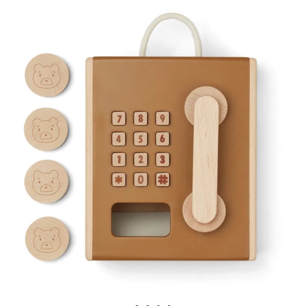 Liewood Wooden Toy Phone with Brown Finish
